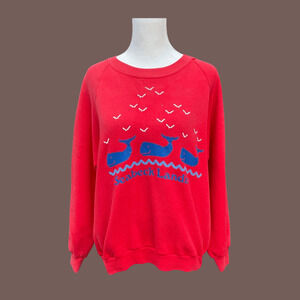 Jerzees Whale Sweatshirt | Red Graphic USA | Size M | Vintage